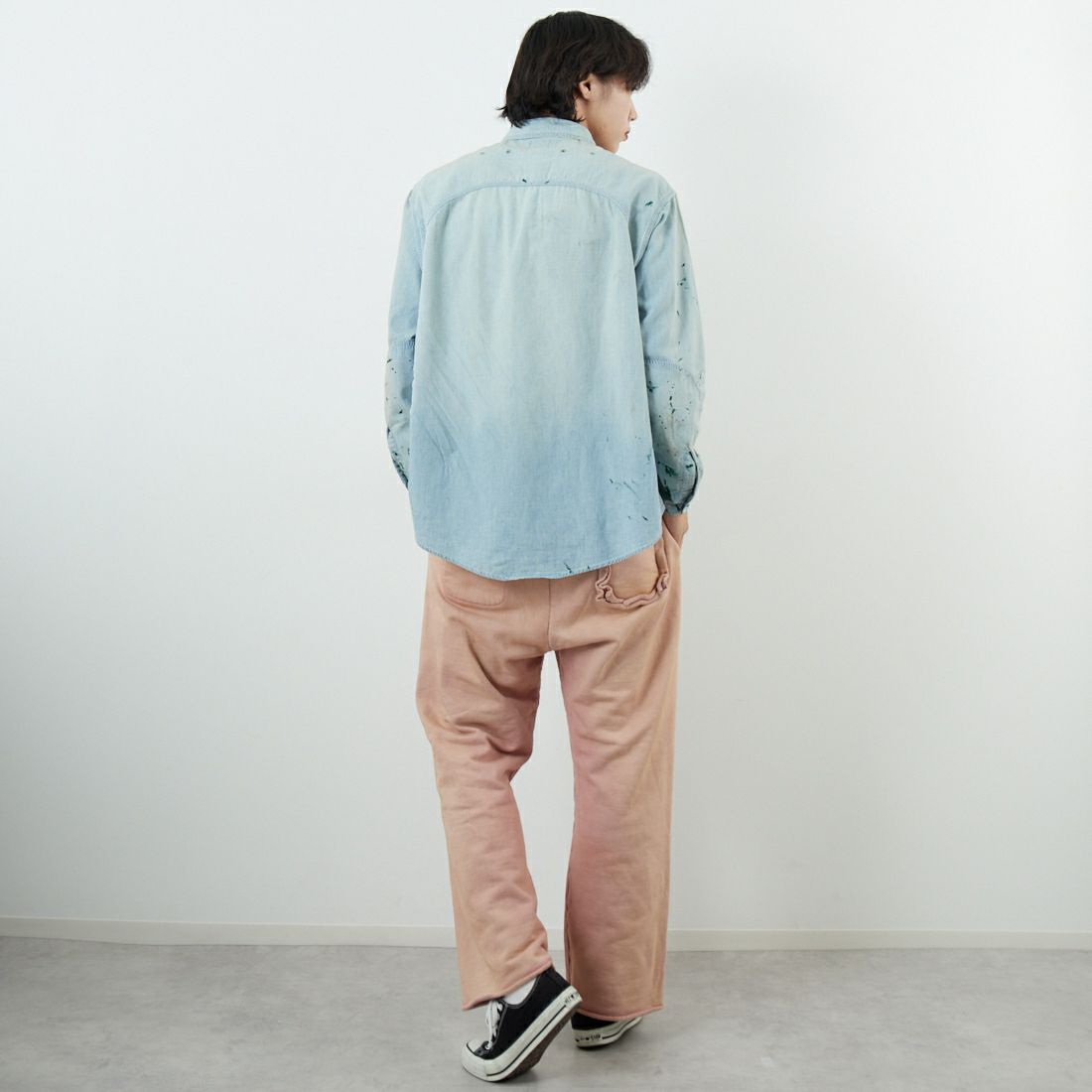 BOW WOW [バウワウ] ST. MACLAREN UNIV. エイジドスウェットパンツ [BW252-MUSP] AGED PINK &&モデル身長：179cm 着用サイズ：L&&