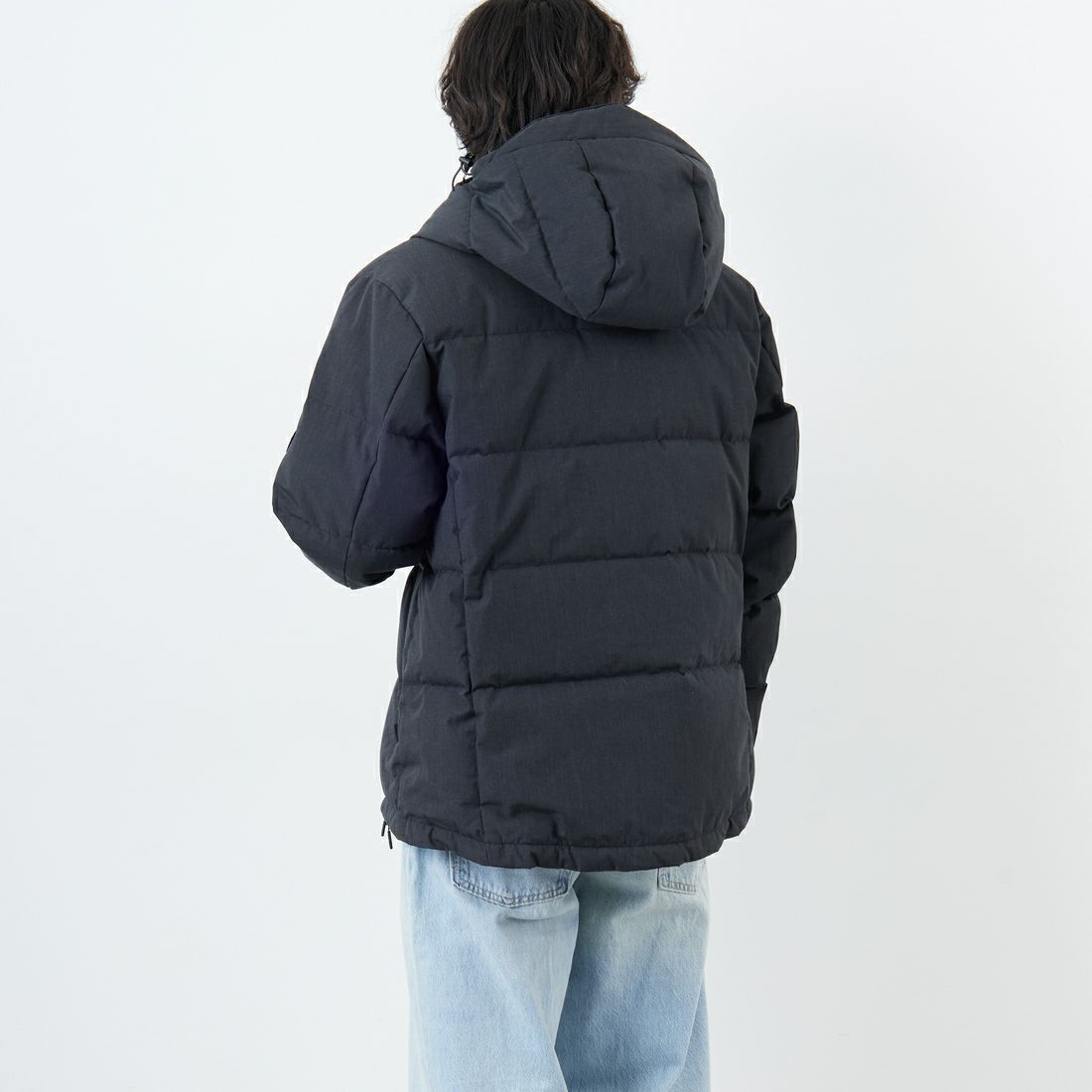 JEANSFACTORY × NANGA [ジーンズファクトリー × ナンガ] 別注 HINOC 難燃タフタダウンジャケット [JMP-254-031-JF] BLACK &&モデル身長：179cm 着用サイズ：XL&&