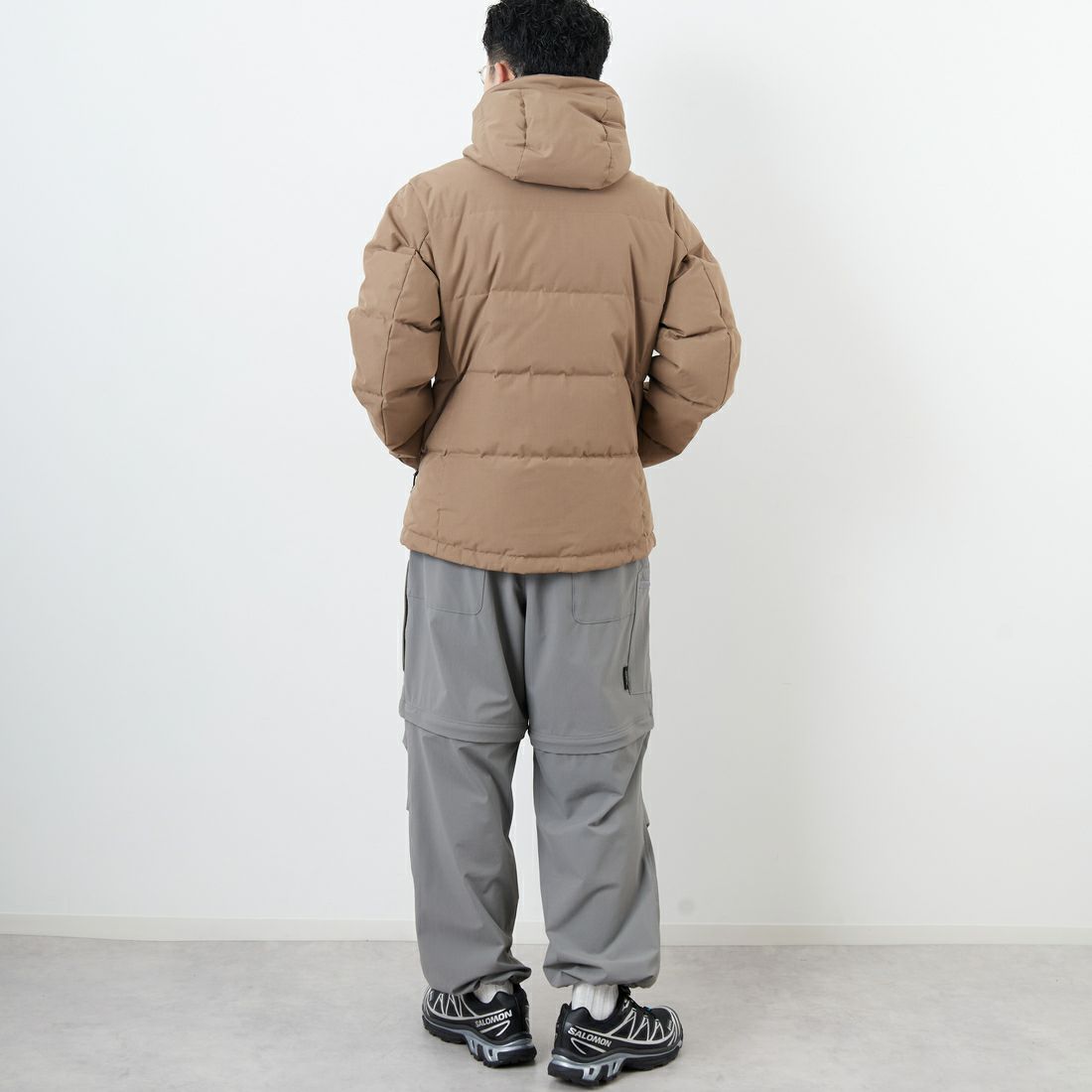 JEANSFACTORY × NANGA [ジーンズファクトリー × ナンガ] 別注 HINOC 難燃タフタダウンジャケット [JMP-254-031-JF] BEIGE &&モデル身長：168cm 着用サイズ：M&&