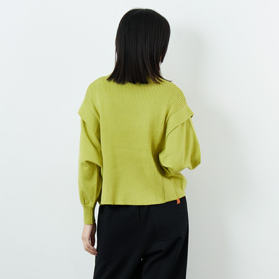 Jf Ready Made [ジェイエフレディメイド] 切替ハイネックリブプルオーバー [3107203] 422 ﾗｲﾑ &&モデル身長：162cm 着用サイズ：F&&