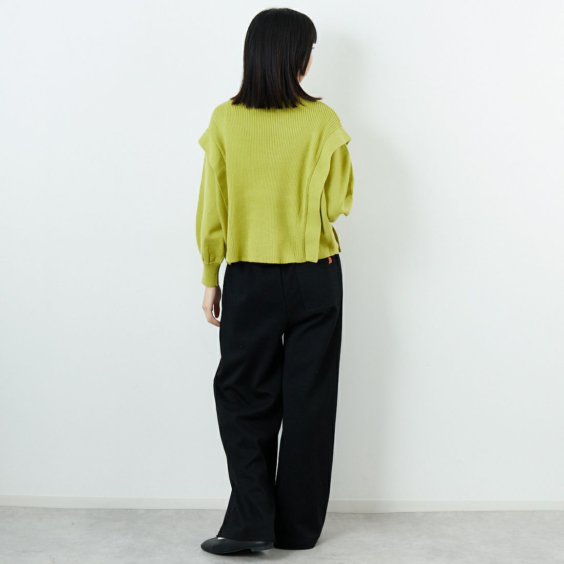 Jf Ready Made [ジェイエフレディメイド] 切替ハイネックリブプルオーバー [3107203] 422 ﾗｲﾑ &&モデル身長：162cm 着用サイズ：F&&