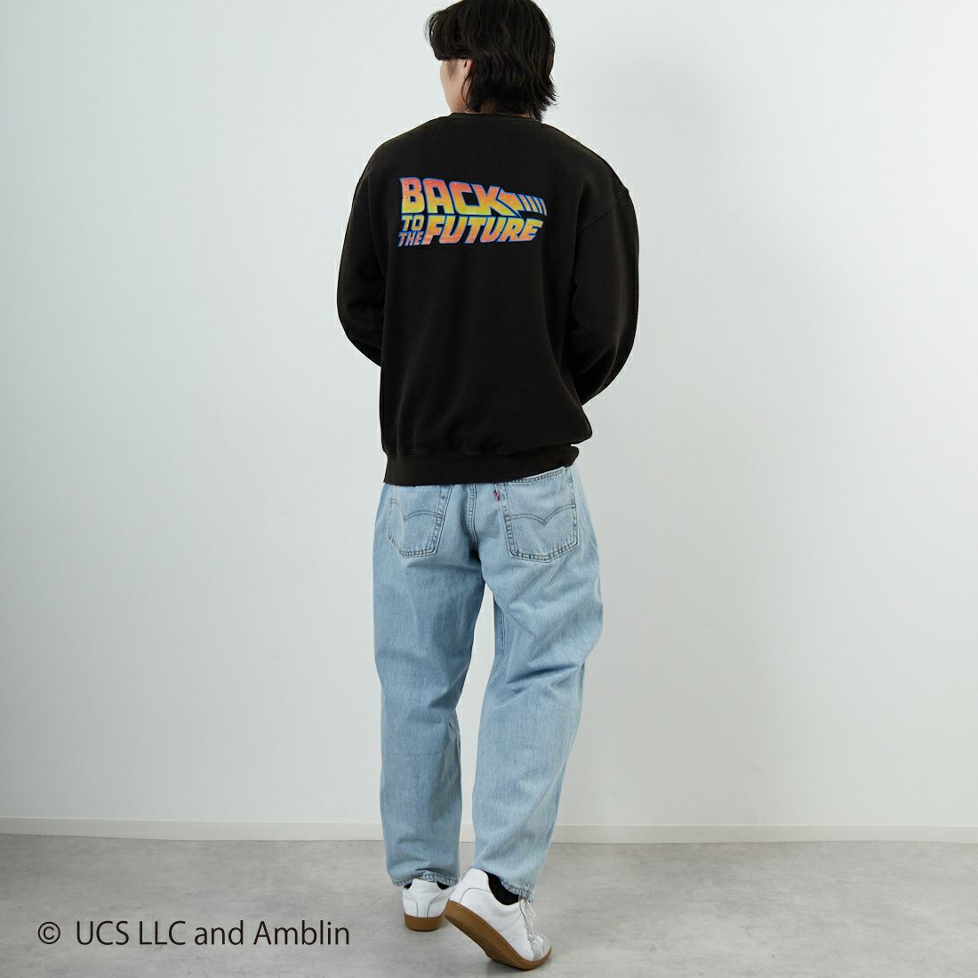 Jeans Factory Clothes [ジーンズファクトリークローズ] ムービーダメージスウェット / BACK TO THE FUTURE [JFC-254-092] BTTF &&モデル身長：179cm 着用サイズ：L&&