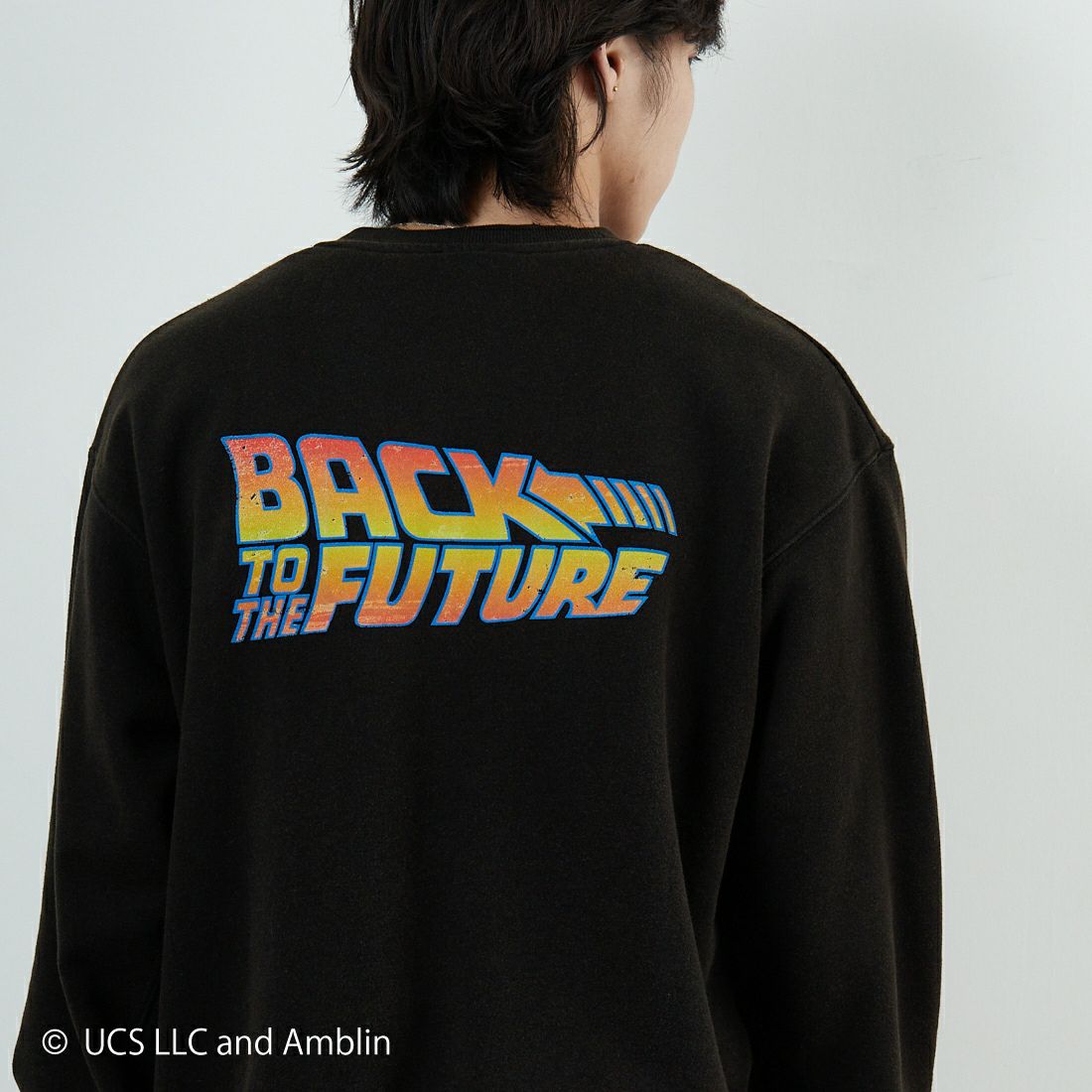 Jeans Factory Clothes [ジーンズファクトリークローズ] ムービーダメージスウェット / BACK TO THE FUTURE [JFC-254-092] BTTF &&モデル身長：179cm 着用サイズ：L&&