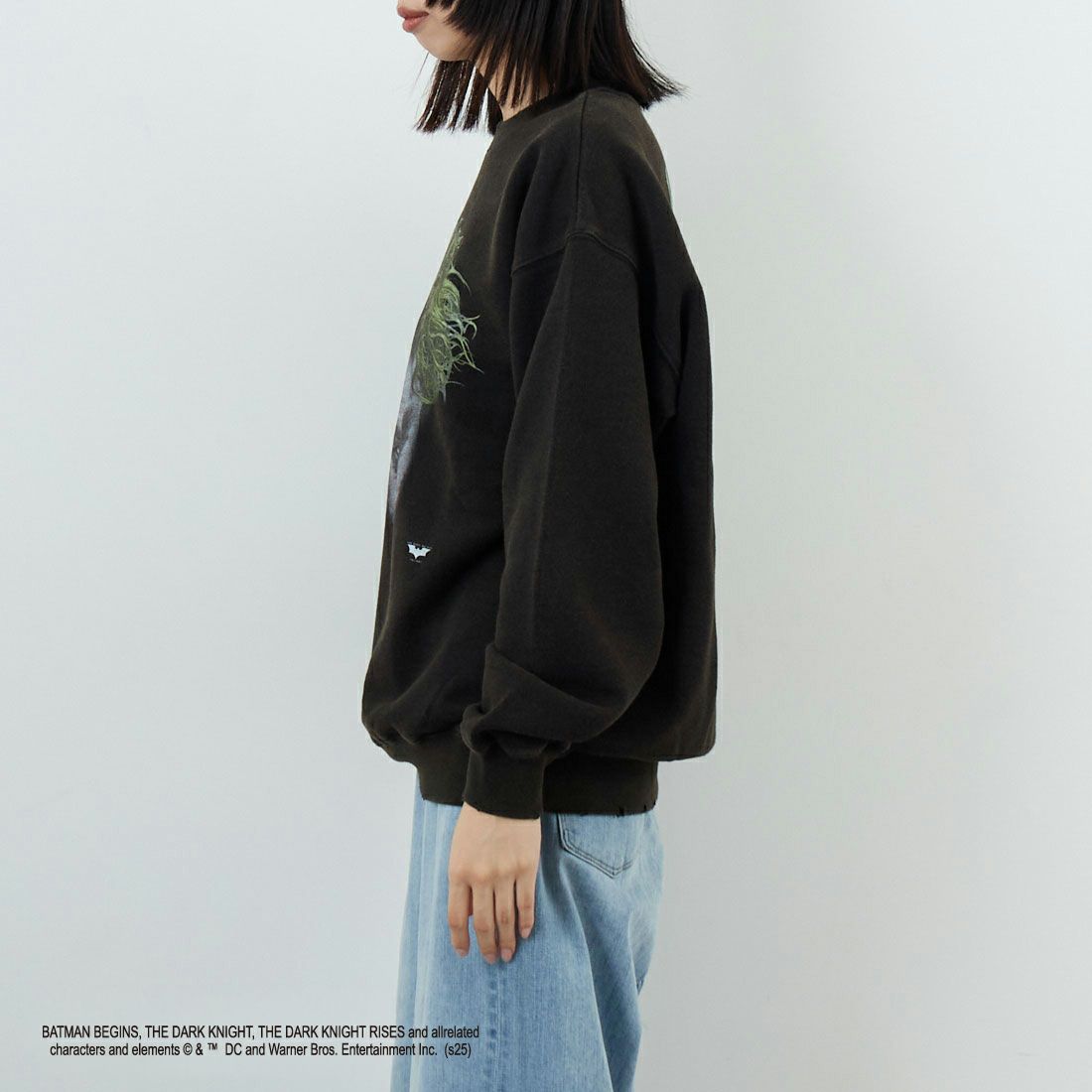 Jeans Factory Clothes [ジーンズファクトリークローズ] ムービーダメージスウェット / THE JOKER [JFC-254-091] BLACK &&モデル身長：162cm 着用サイズ：S&&