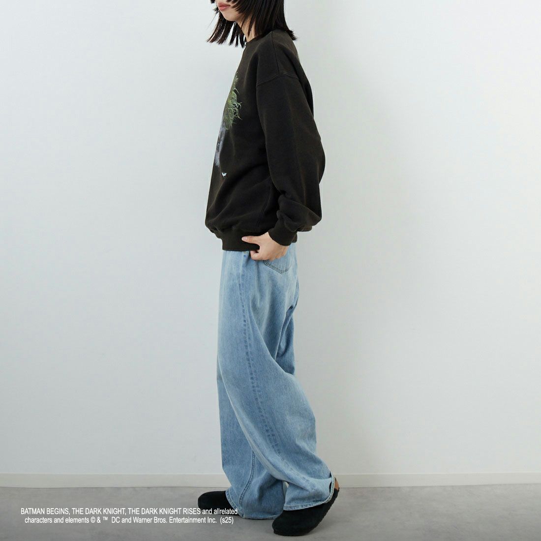 Jeans Factory Clothes [ジーンズファクトリークローズ] ムービーダメージスウェット / THE JOKER [JFC-254-091] BLACK &&モデル身長：162cm 着用サイズ：S&&