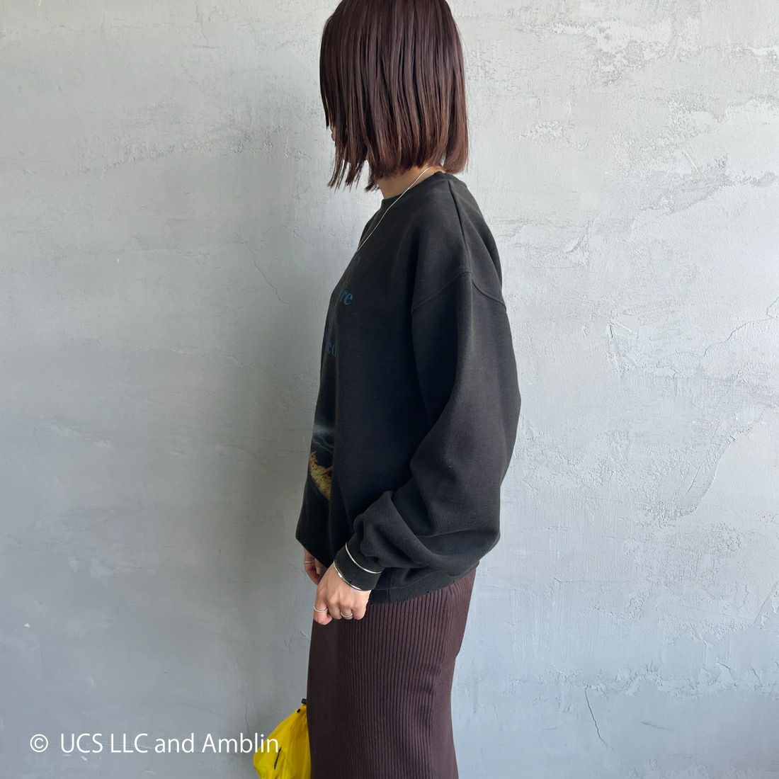 Jeans Factory Clothes [ジーンズファクトリークローズ] ムービーダメージスウェット / BACK TO THE FUTURE [JFC-254-092] BTTF &&モデル身長：158cm 着用サイズ：S&&