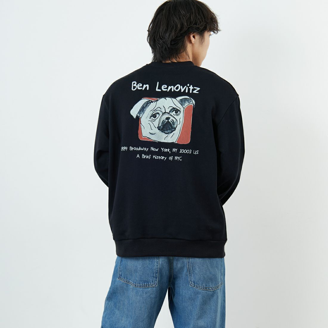 Ben Lenovitz [ベン レノビッツ] 別注 ドッグバックプリントスウェット [BL25F-001IN-JF] BLACK &&モデル身長：179cm 着用サイズ：L&&