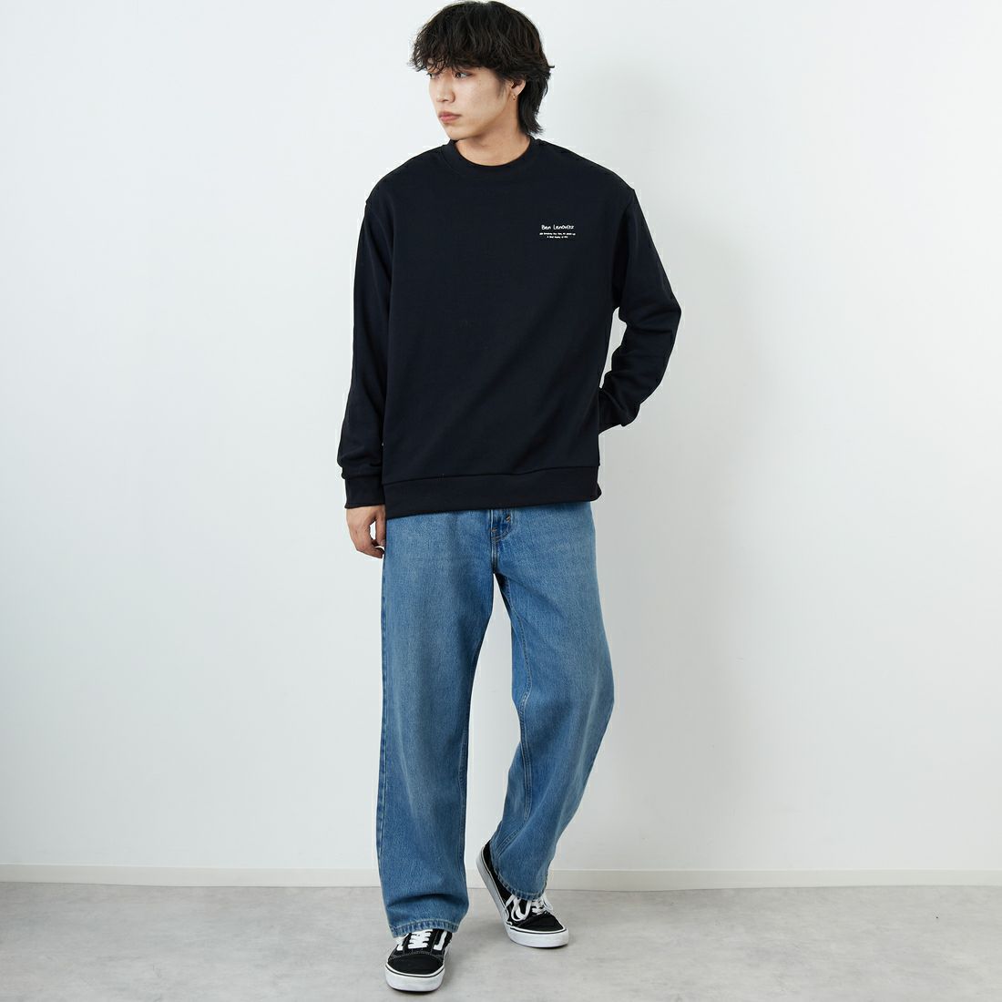 Ben Lenovitz [ベン レノビッツ] 別注 ドッグバックプリントスウェット [BL25F-001IN-JF] BLACK &&モデル身長：179cm 着用サイズ：L&&