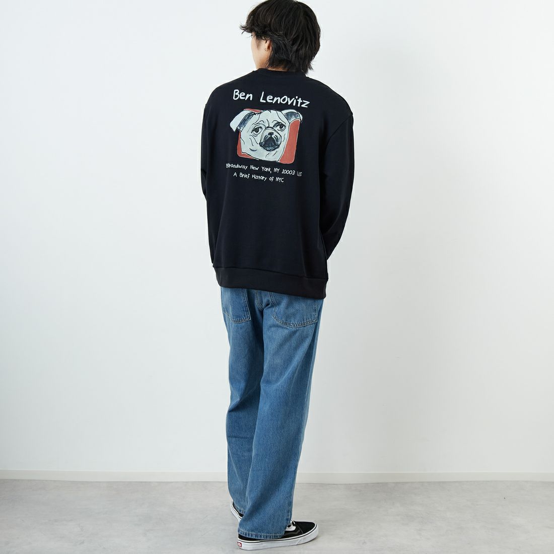 Ben Lenovitz [ベン レノビッツ] 別注 ドッグバックプリントスウェット [BL25F-001IN-JF] BLACK &&モデル身長：179cm 着用サイズ：L&&