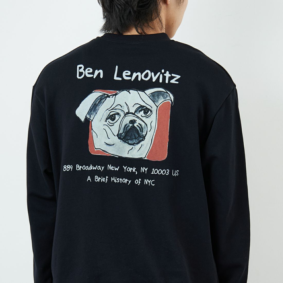 Ben Lenovitz [ベン レノビッツ] 別注 ドッグバックプリントスウェット [BL25F-001IN-JF] BLACK &&モデル身長：179cm 着用サイズ：L&&