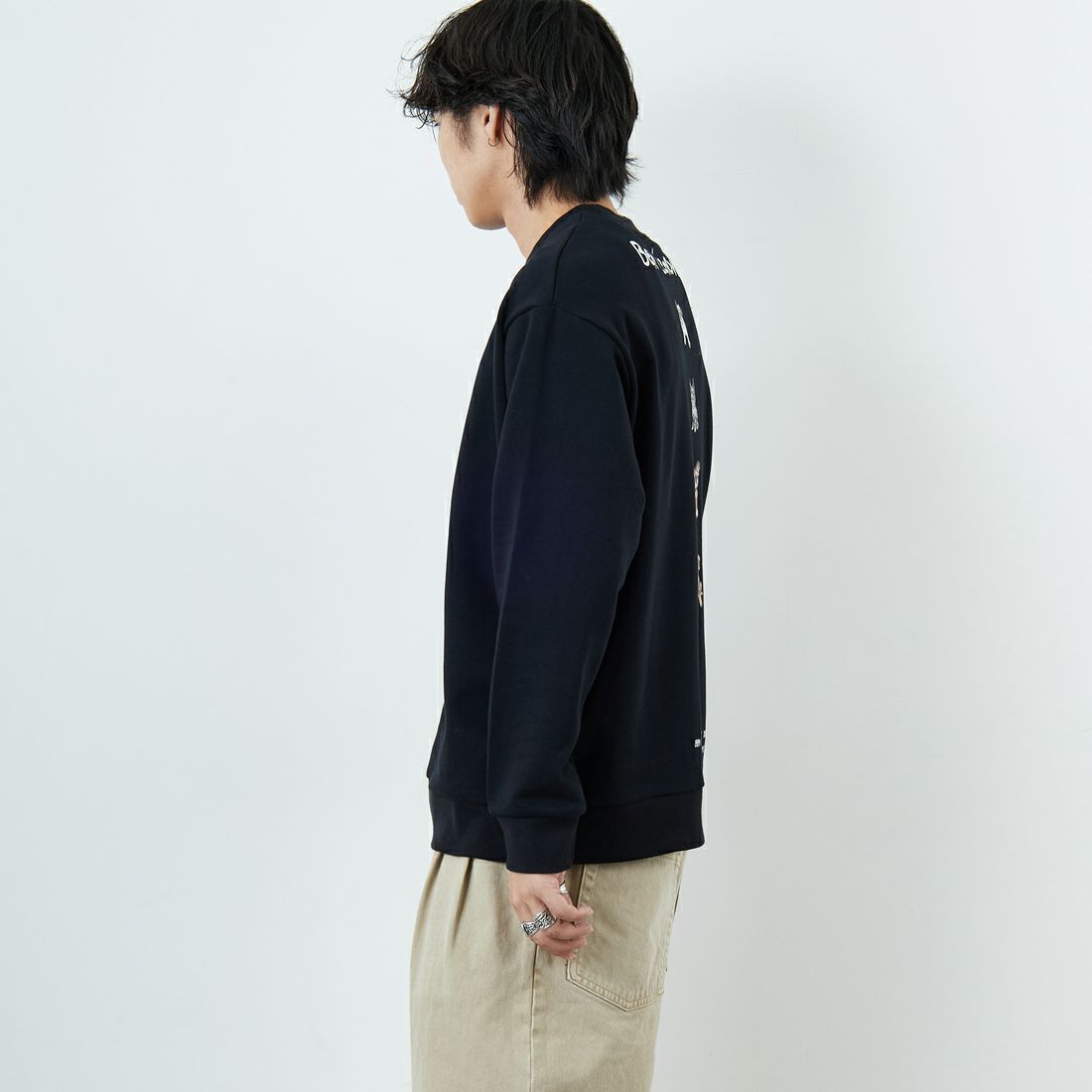 Ben Lenovitz [ベン レノビッツ] 別注 ドッグバックプリントスウェット [BL25F-002IN-JF] BLACK &&モデル身長：179cm 着用サイズ：L&&