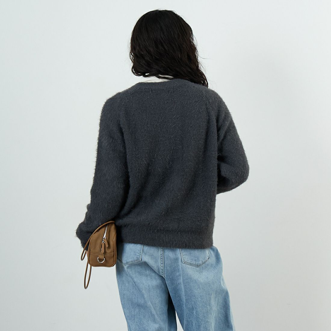 Jf Ready Made [ジェイエフレディメイド] フェザーヤーン2WAYカーディガン [3107206] 802 ﾁｬｺｰﾙ &&モデル身長：162cm 着用サイズ：F&&