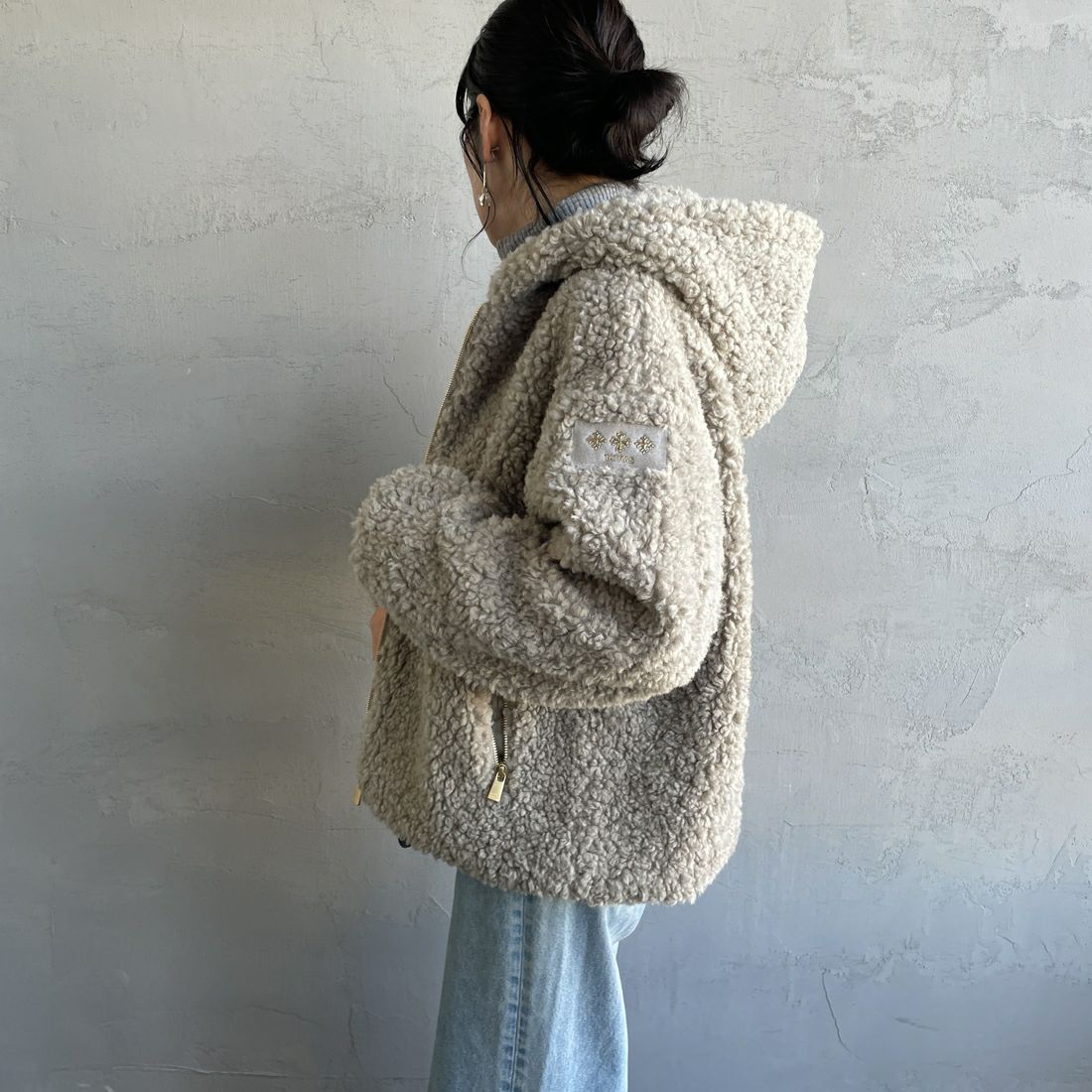 TATRAS [タトラス] IPAMA/イパマ ボアブルゾン [LJXA0042033588] L.GRAY &&モデル身長：160cm 着用サイズ：1&&