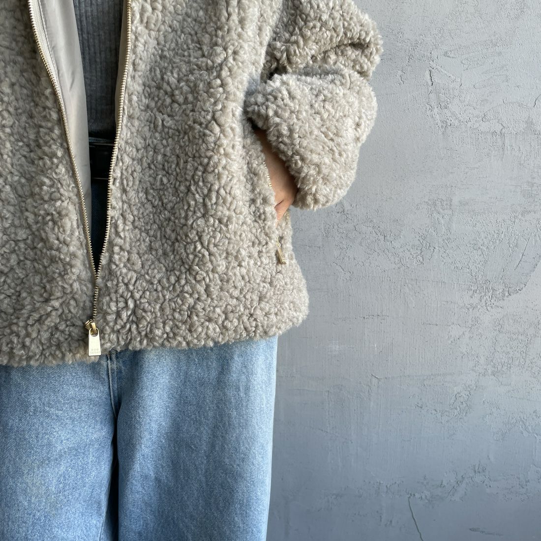 TATRAS [タトラス] IPAMA/イパマ ボアブルゾン [LJXA0042033588] L.GRAY &&モデル身長：160cm 着用サイズ：1&&