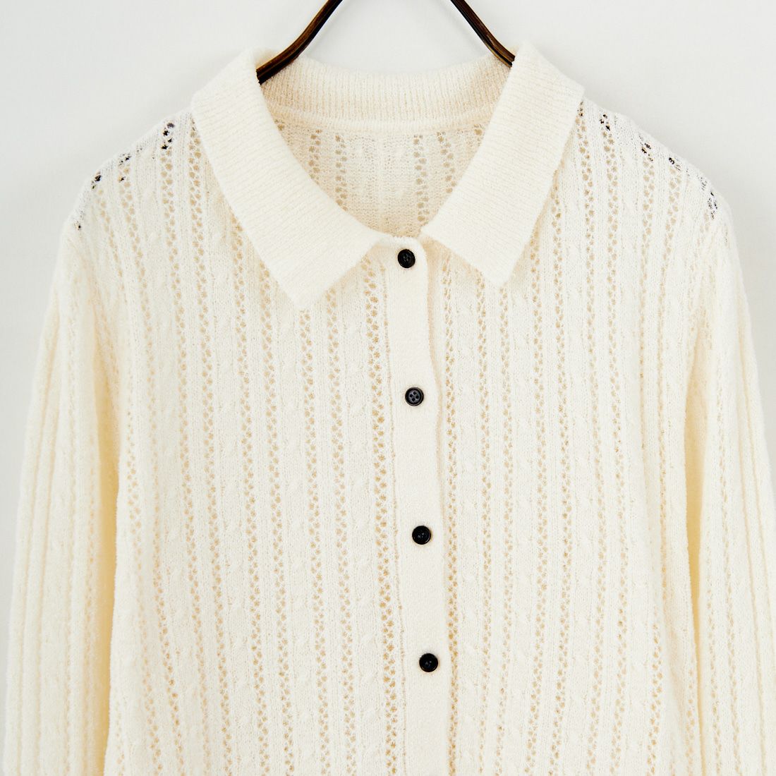 Jf Ready Made [ジェイエフレディメイド] 透かし柄ニットシャツ [12587-HQ] OFF WHITE