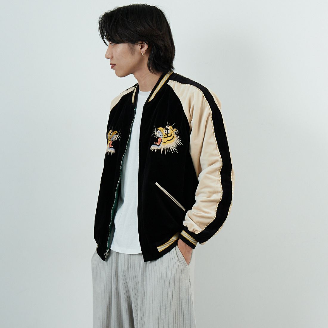 TAILOR TOYO [テーラートウヨウ] リバーシブル 別珍スーベニアジャケット [TT15795] 119 TIGER &&モデル身長：179cm 着用サイズ：XL&&