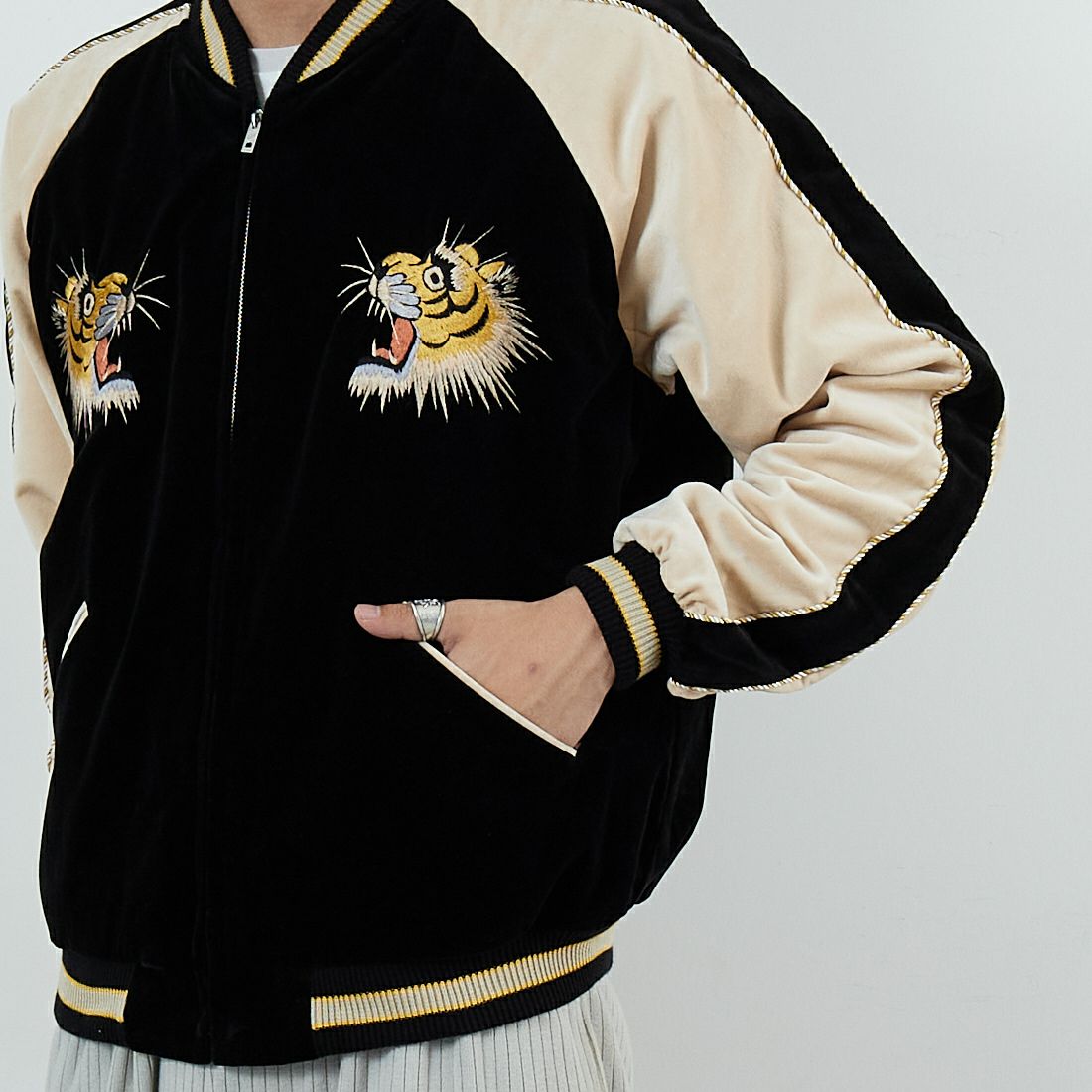 TAILOR TOYO [テーラートウヨウ] リバーシブル 別珍スーベニアジャケット [TT15795] 119 TIGER &&モデル身長：179cm 着用サイズ：XL&&