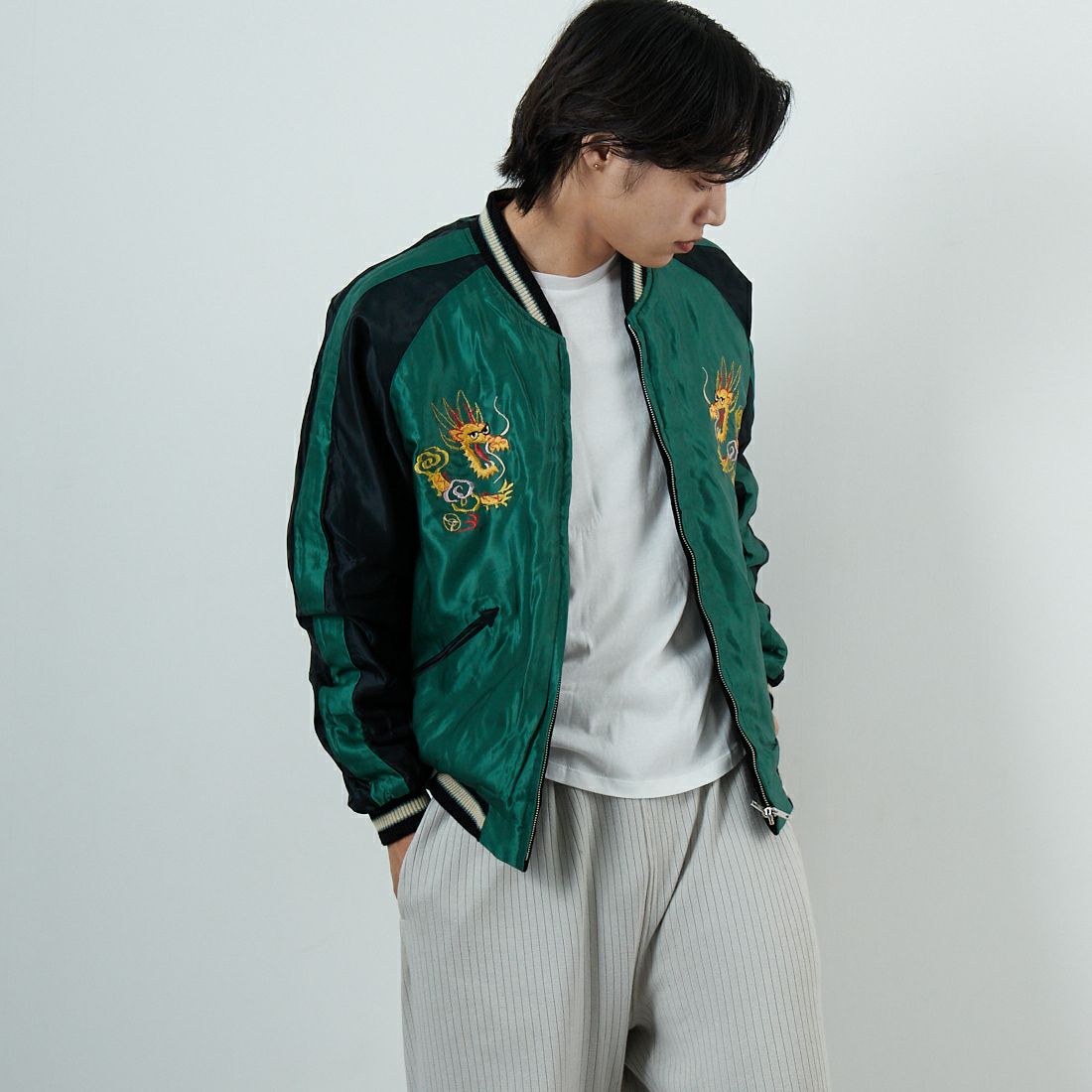 TAILOR TOYO [テーラートウヨウ] リバーシブル 別珍スーベニアジャケット [TT15795] 119 TIGER &&モデル身長：179cm 着用サイズ：XL&&