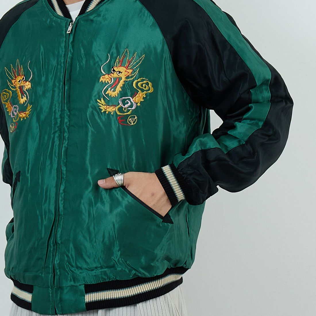 TAILOR TOYO [テーラートウヨウ] リバーシブル 別珍スーベニアジャケット [TT15795] 119 TIGER &&モデル身長：179cm 着用サイズ：XL&&