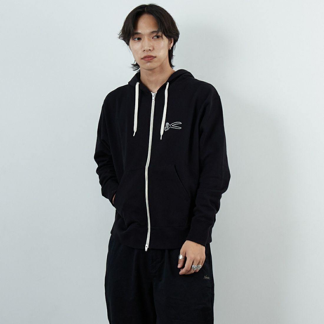 drestrip 黒 ジップアップジャケット L DENHAM [デンハム] チェーンステッチ ジップアップフーディ [CHAIN-ZIP