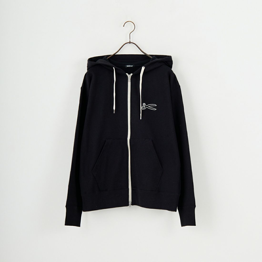 DENHAM [デンハム] チェーンステッチ ジップアップフーディ [CHAIN-ZIP-UP-HOODY] BLACK
