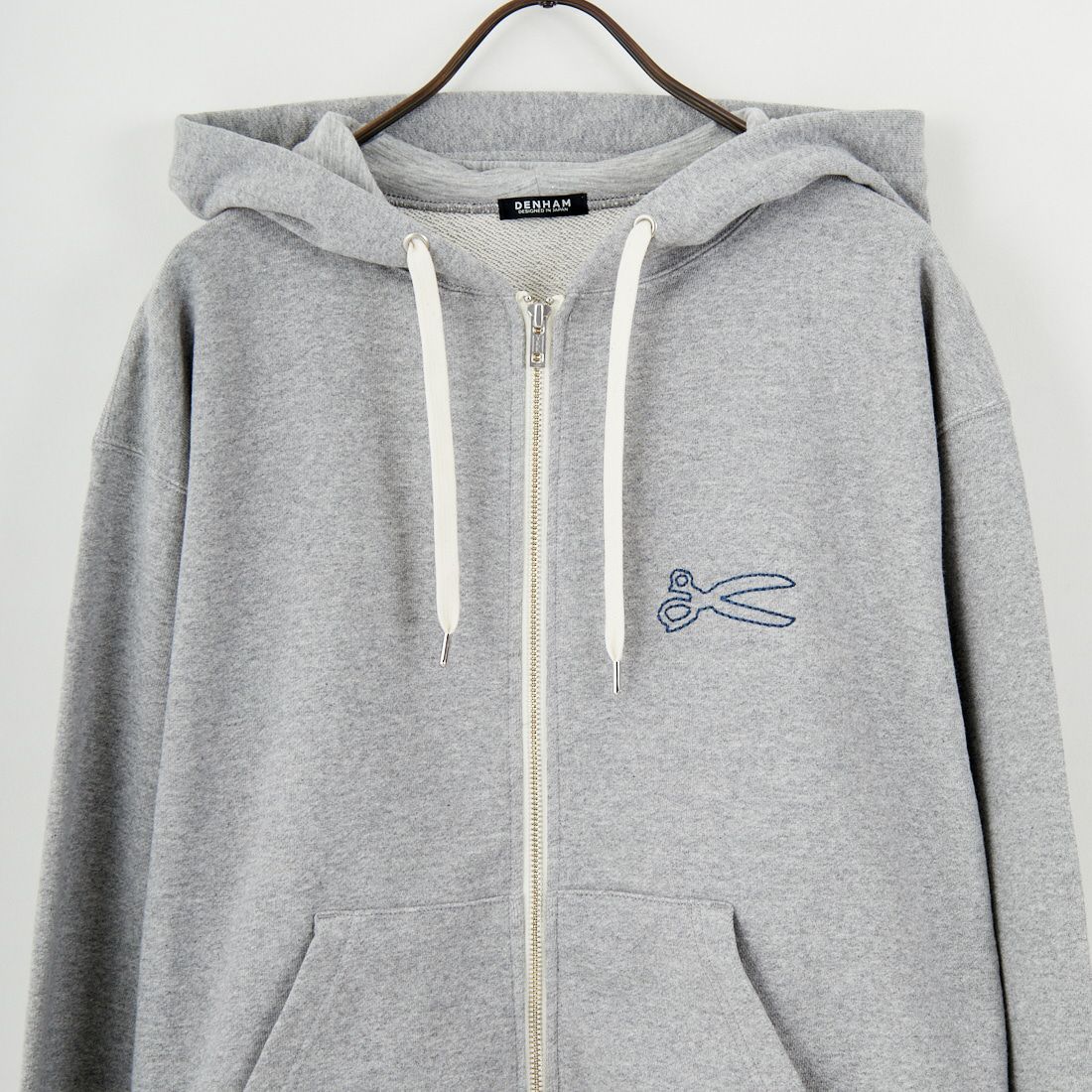 DENHAM [デンハム] チェーンステッチ ジップアップフーディ [CHAIN-ZIP-UP-HOODY] GREY