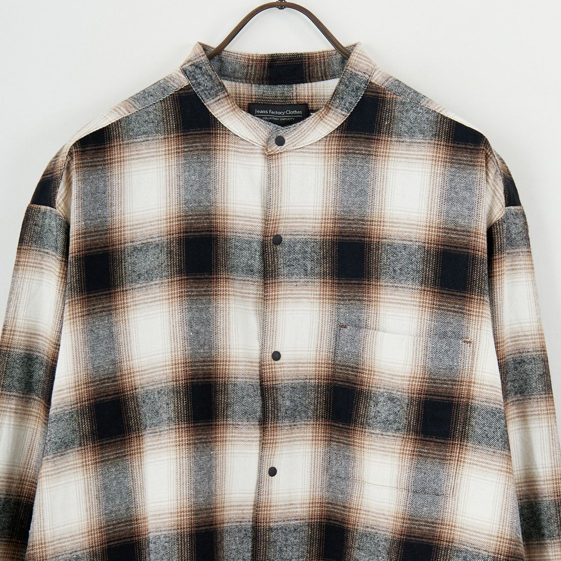 Jeans Factory Clothes [ジーンズファクトリークローズ] チェックドットボタンバンドカラーシャツ [EPC-55101] 3 BROWN