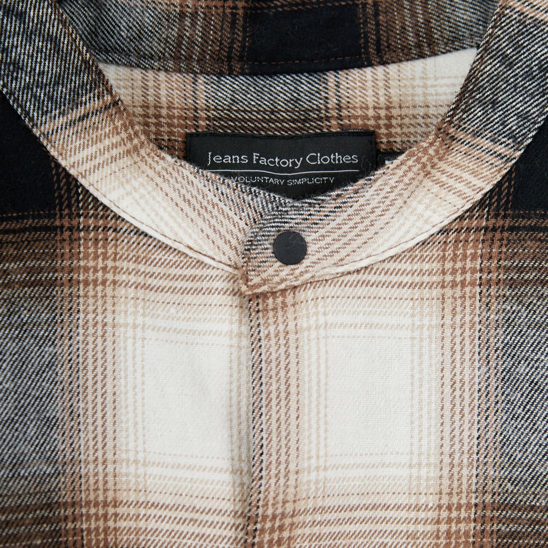 Jeans Factory Clothes [ジーンズファクトリークローズ] チェックドットボタンバンドカラーシャツ [EPC-55101] 3 BROWN