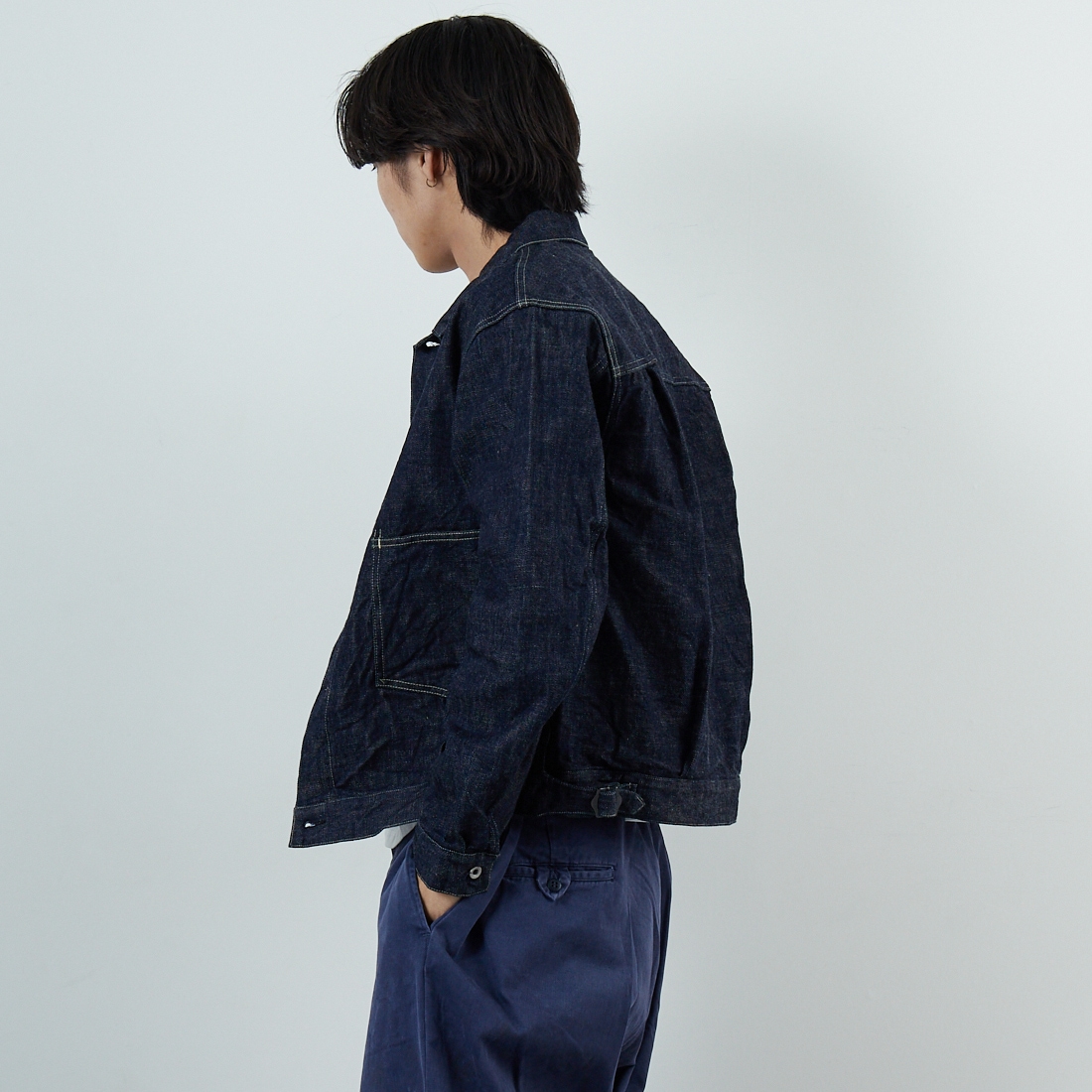 A VONTADE [アボンタージ] コールマインデニムブラウス [VTD-0541-JK2] 1 INDIGO &&モデル身長：179cm 着用サイズ：M&&