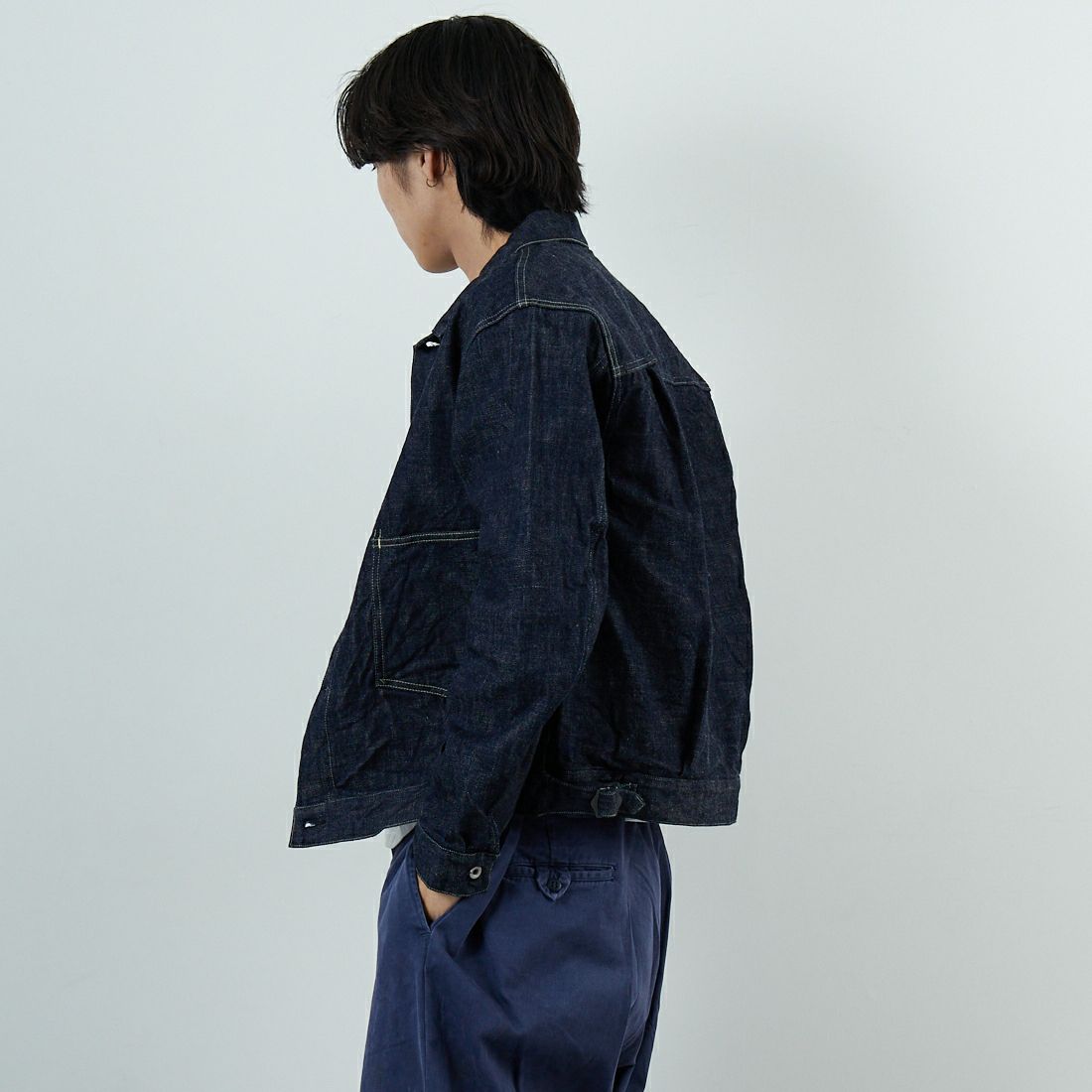 A VONTADE [アボンタージ] コールマインデニムブラウス [VTD-0541-JK2] 1 INDIGO &&モデル身長：179cm 着用サイズ：M&&