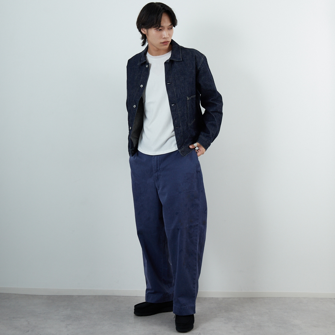 A VONTADE [アボンタージ] コールマインデニムブラウス [VTD-0541-JK2] 1 INDIGO &&モデル身長：179cm 着用サイズ：M&&