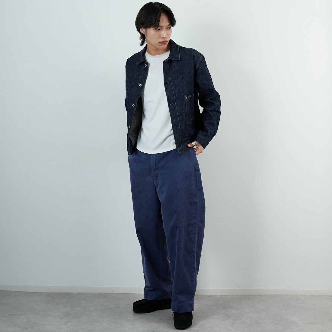 A VONTADE [アボンタージ] コールマインデニムブラウス [VTD-0541-JK2] 1 INDIGO &&モデル身長：179cm 着用サイズ：M&&