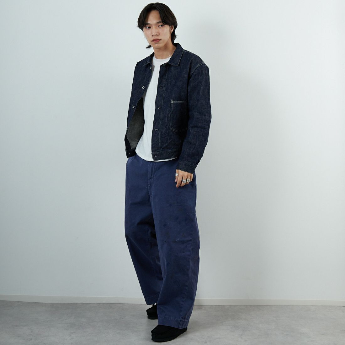 A VONTADE [アボンタージ] コールマインデニムブラウス [VTD-0541-JK2] 1 INDIGO &&モデル身長：179cm 着用サイズ：M&&
