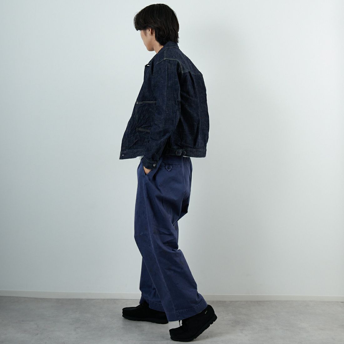 A VONTADE [アボンタージ] コールマインデニムブラウス [VTD-0541-JK2] 1 INDIGO &&モデル身長：179cm 着用サイズ：M&&