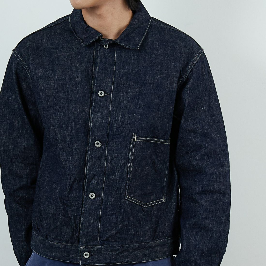 A VONTADE [アボンタージ] コールマインデニムブラウス [VTD-0541-JK2] 1 INDIGO &&モデル身長：179cm 着用サイズ：M&&