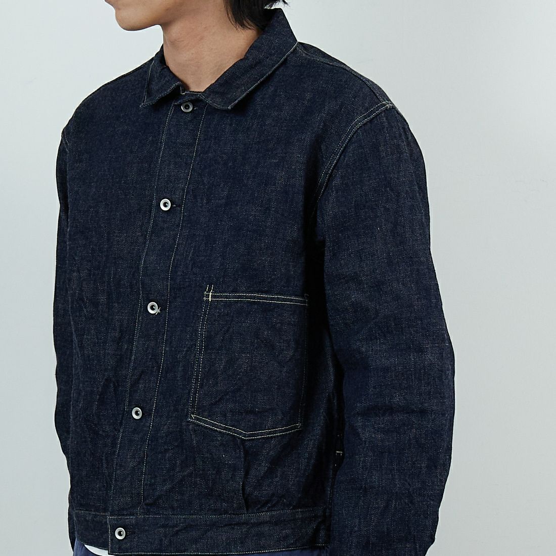 A VONTADE [アボンタージ] コールマインデニムブラウス [VTD-0541-JK2] 1 INDIGO &&モデル身長：179cm 着用サイズ：M&&