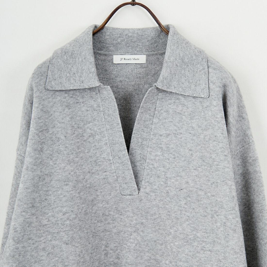 Jf Ready Made [ジェイエフレディメイド] 総針ニット襟付きプルオーバー [3107202] 821 ﾓｸｸﾞﾚｰ