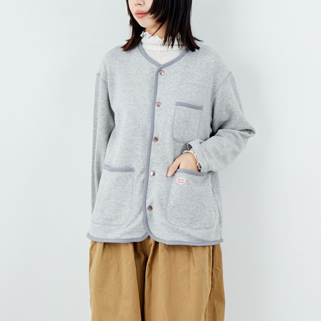 Vincent et Mireille [ヴァンソン エ ミレイユ] フレンチテリーカーディガン [VM252FT27110] 15 LT.GRAY &&モデル身長：162cm 着用サイズ：36&&