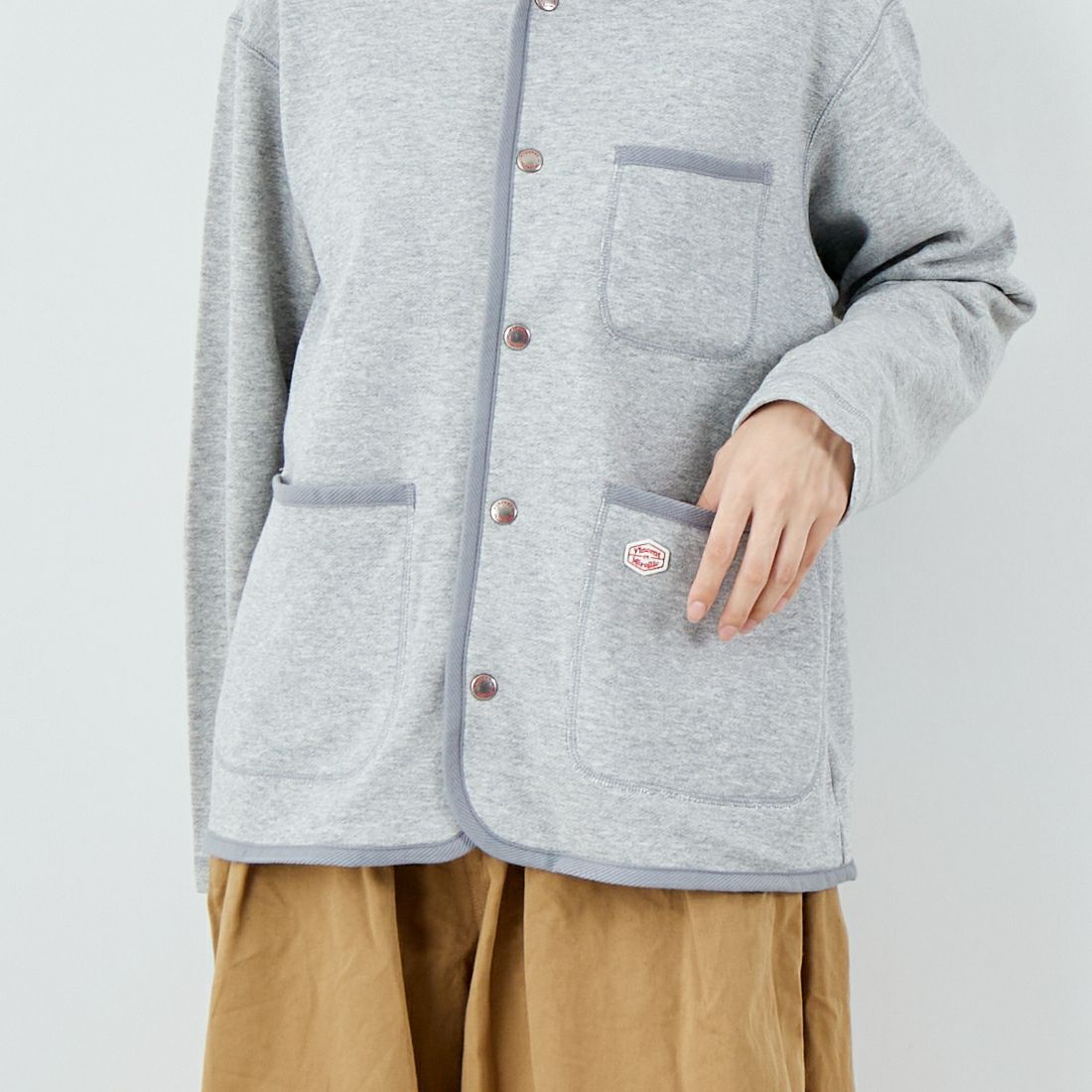 Vincent et Mireille [ヴァンソン エ ミレイユ] フレンチテリーカーディガン [VM252FT27110] 15 LT.GRAY &&モデル身長：162cm 着用サイズ：36&&