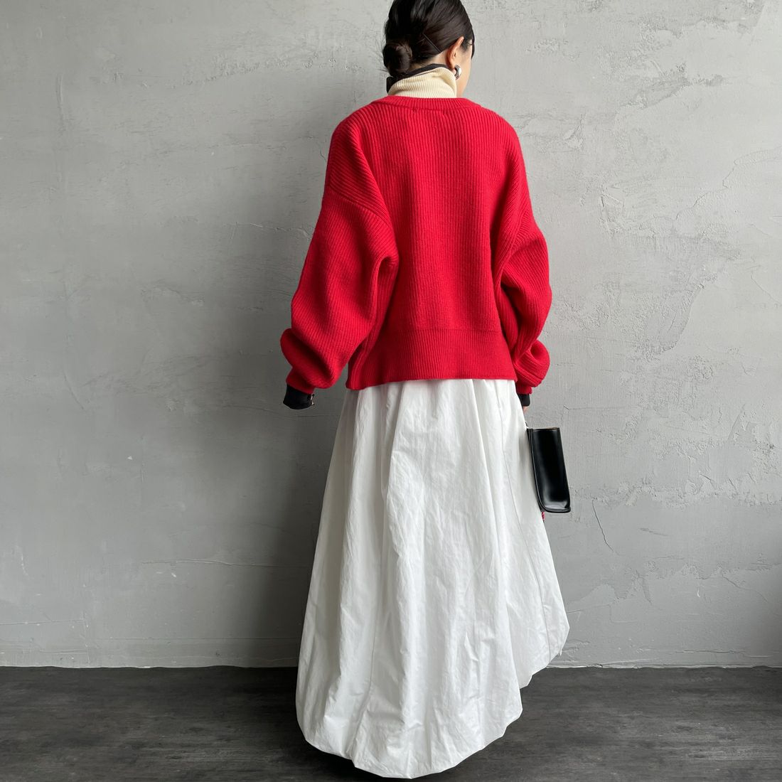 Maison de L'allure [メゾン ドゥ ラリュール] ダブルジップニットブルゾン [M25131041] 46 RED &&モデル身長：150cm 着用サイズ：F&&