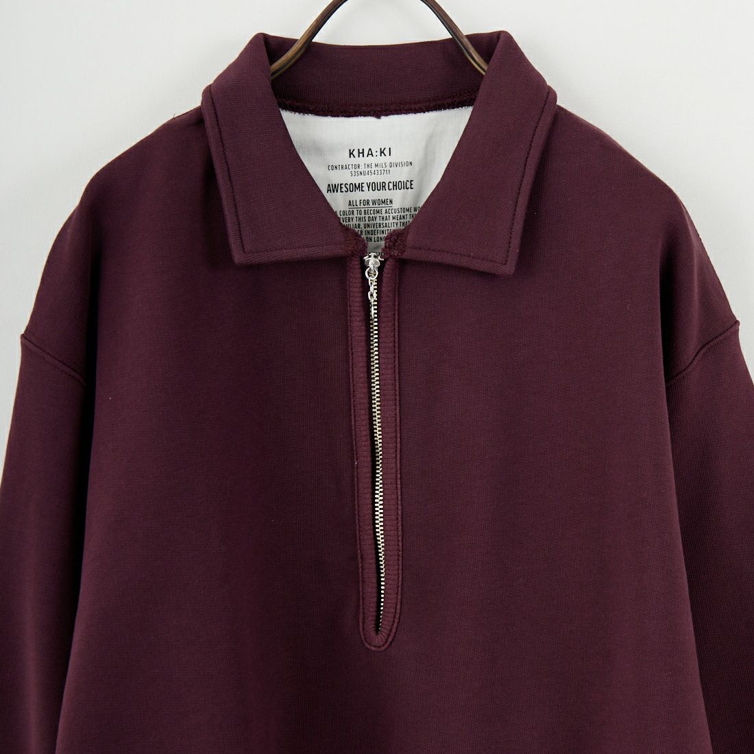 KHA:KI [カーキ] ハーフジップスウェットシャツ [MIL25FCS3466] BROWNRED