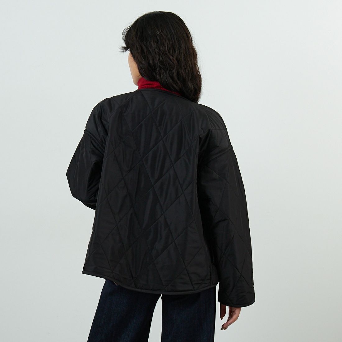 Jf Ready Made [ジェイエフレディメイド] パネトレーションファーキルトリバーシブルジャケット [8559204-01] 13 ﾁｬｺｰﾙ &&モデル身長：162cm 着用サイズ：F&&