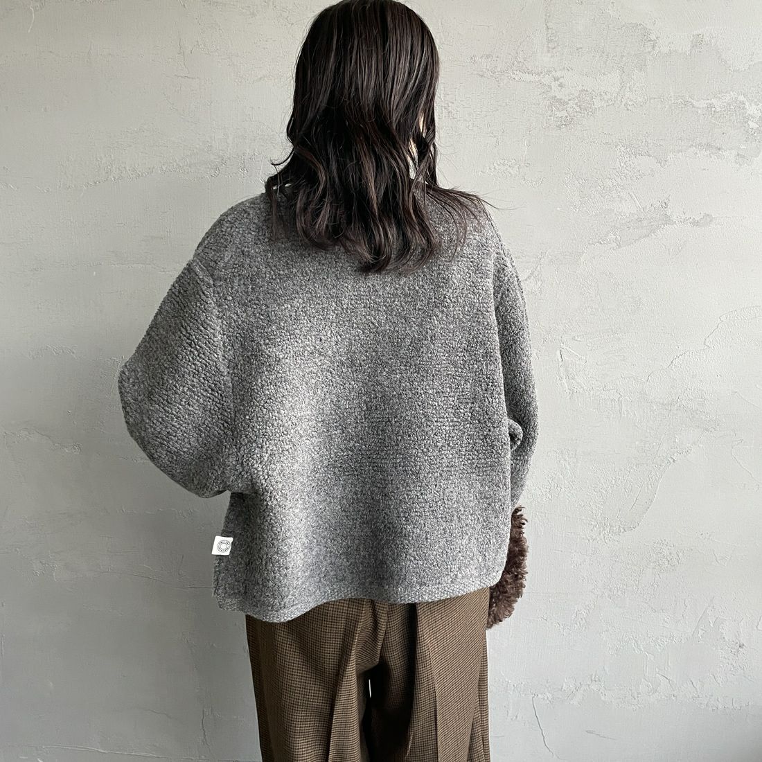 ORCIVAL [オーシバル] ブークレカーディガン [OR-D0127KBT] GREY &&モデル身長：160cm 着用サイズ：1&&
