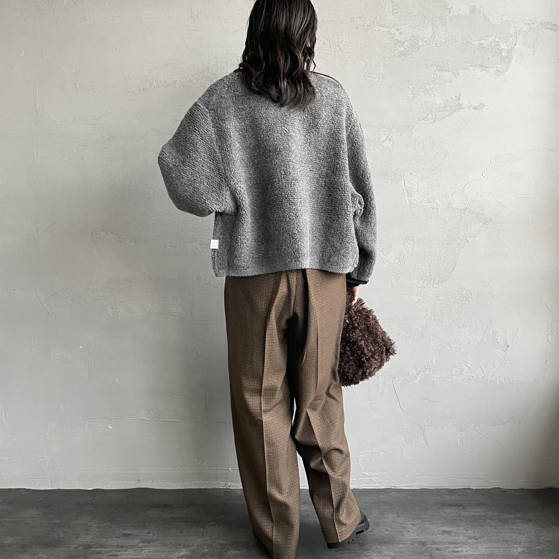 ORCIVAL [オーシバル] ブークレカーディガン [OR-D0127KBT] GREY &&モデル身長：160cm 着用サイズ：1&&