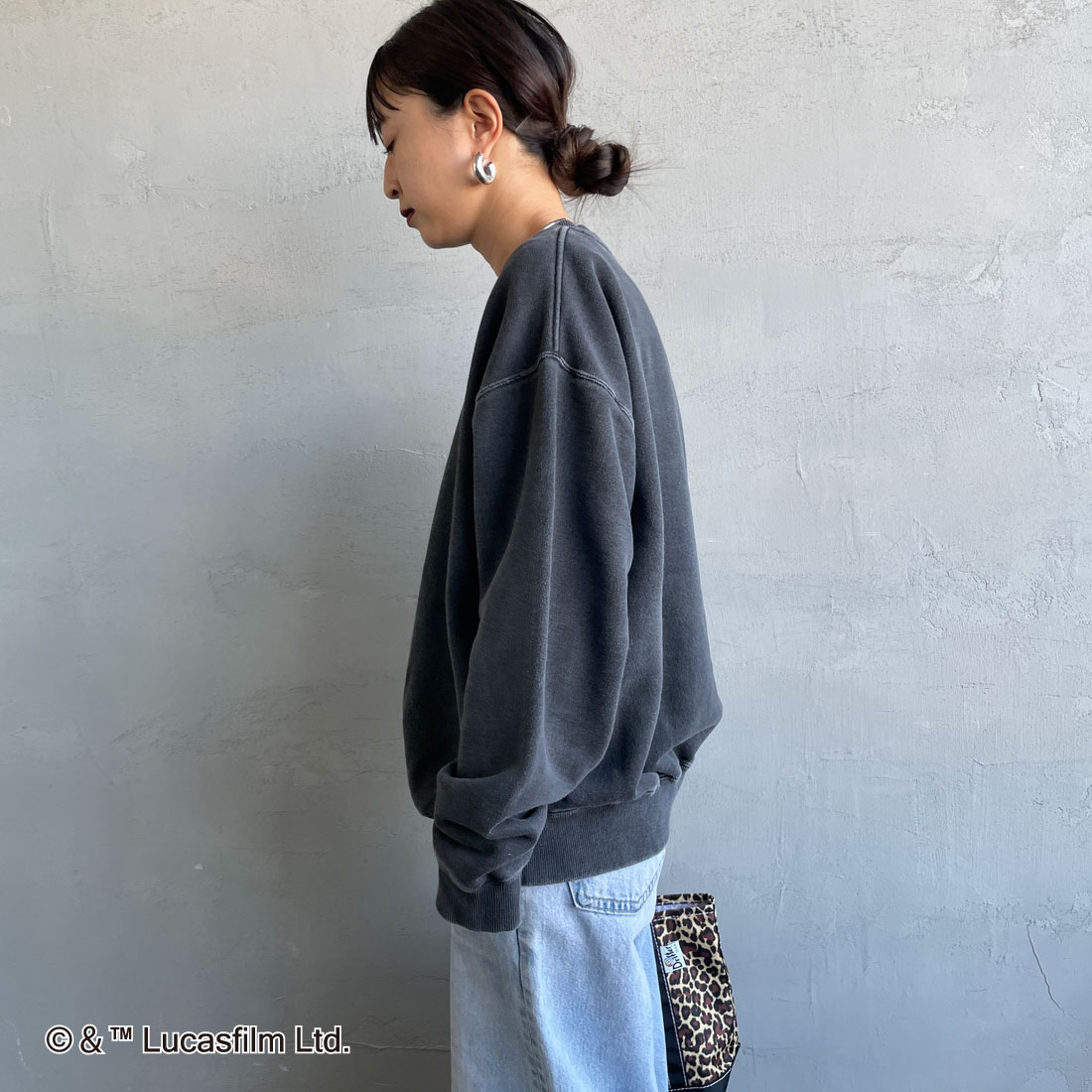 GOOD ROCK SPEED [グッドロックスピード] 別注 / STAR WARS / プリントスウェット [INTN-055-JF] CHARCOAL &&モデル身長：150cm 着用サイズ：M&&