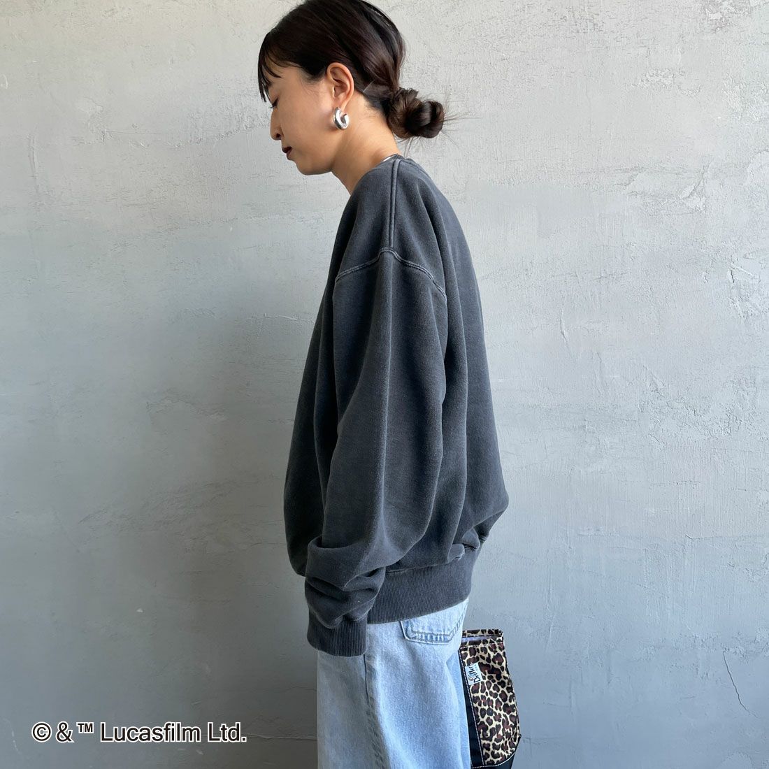 GOOD ROCK SPEED [グッドロックスピード] 別注 / STAR WARS / プリントスウェット [INTN-055-JF] CHARCOAL &&モデル身長：150cm 着用サイズ：M&&