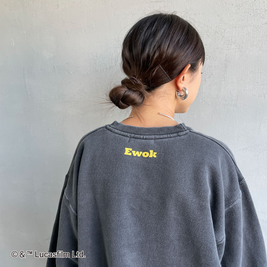 GOOD ROCK SPEED [グッドロックスピード] 別注 / STAR WARS / プリントスウェット [INTN-055-JF] CHARCOAL &&モデル身長：150cm 着用サイズ：M&&