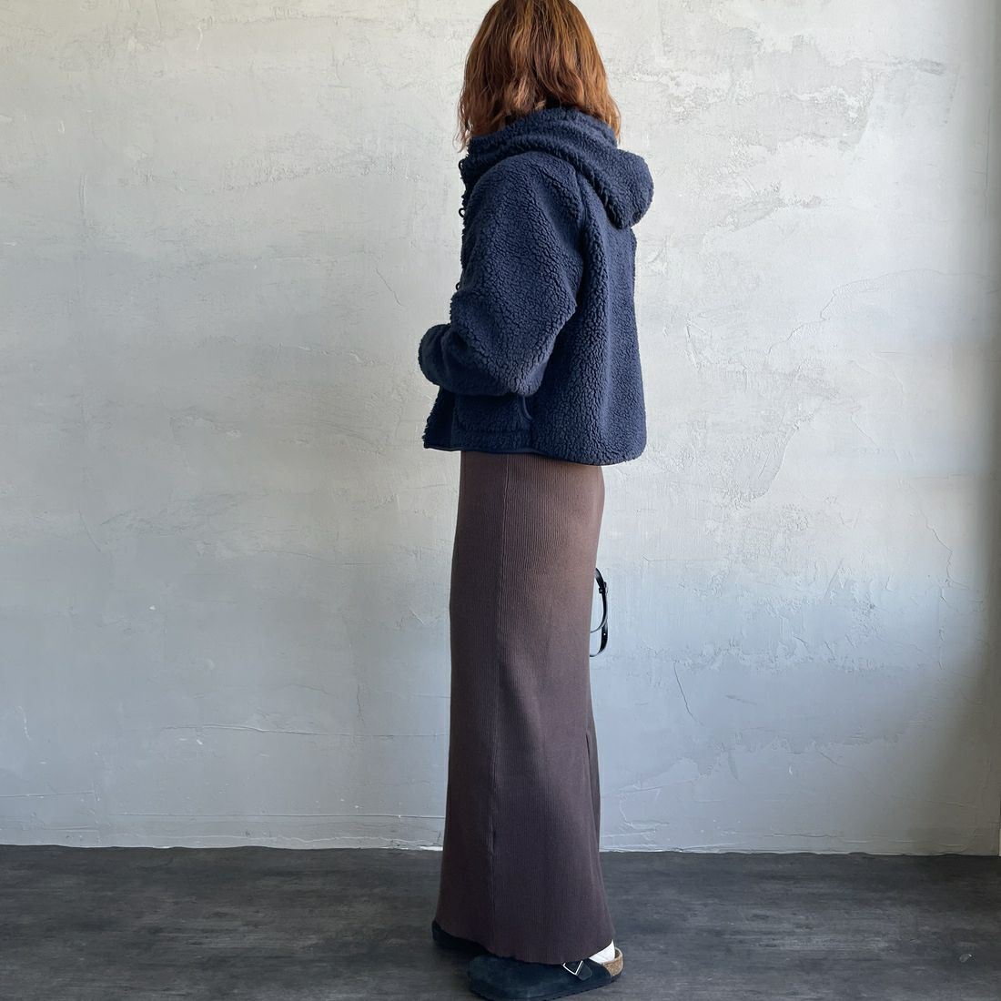 Gymphlex [ジムフレックス] ボアフードショートジャケット [GY-A0725BOA] NAVY &&モデル身長：158cm 着用サイズ：14&&