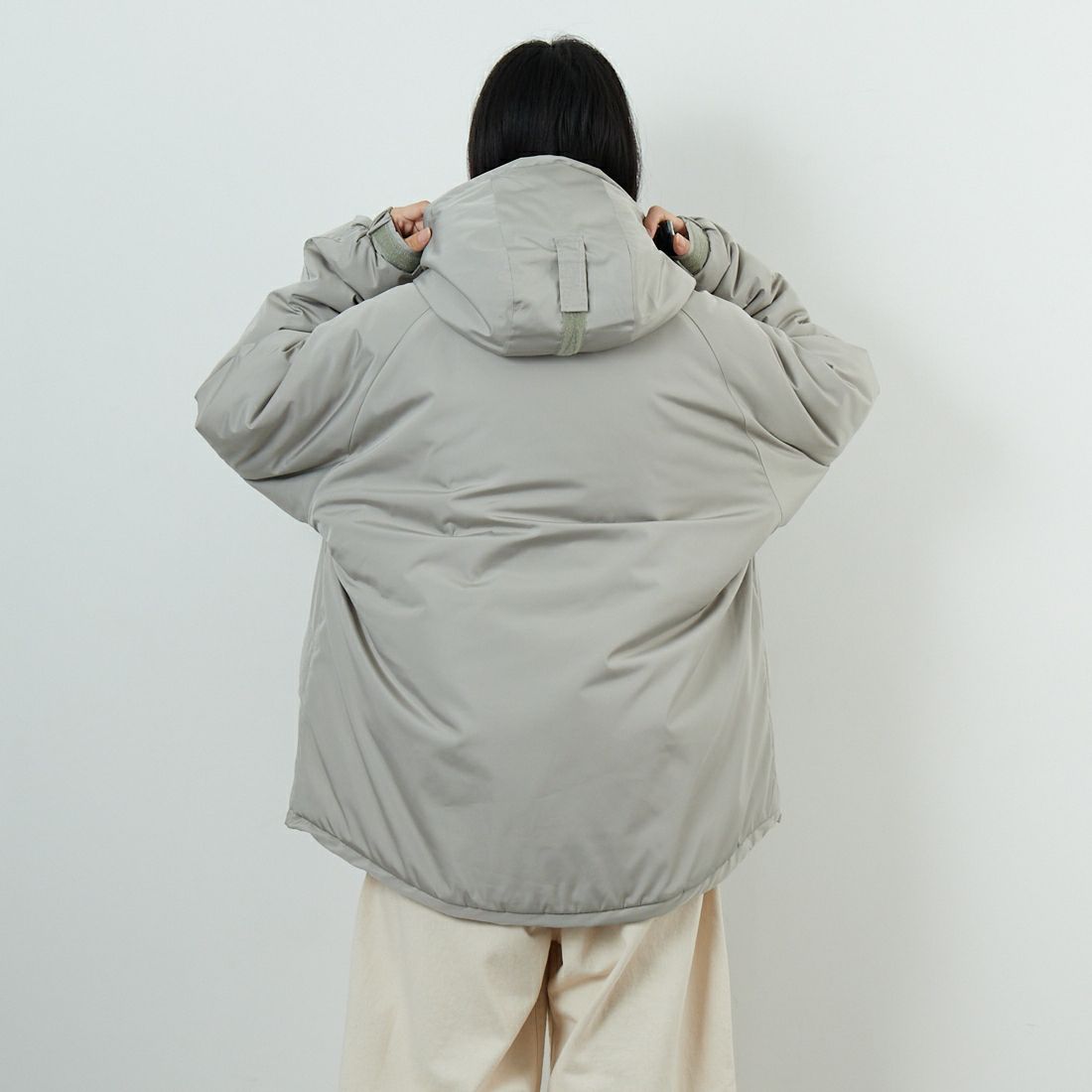 ARMY TWILL SANFORIZED [アーミーツイル サンフォライズド] Pe Weather パディングジャケット [AM-2554006] GRAY &&モデル身長：162cm 着用サイズ：S&&