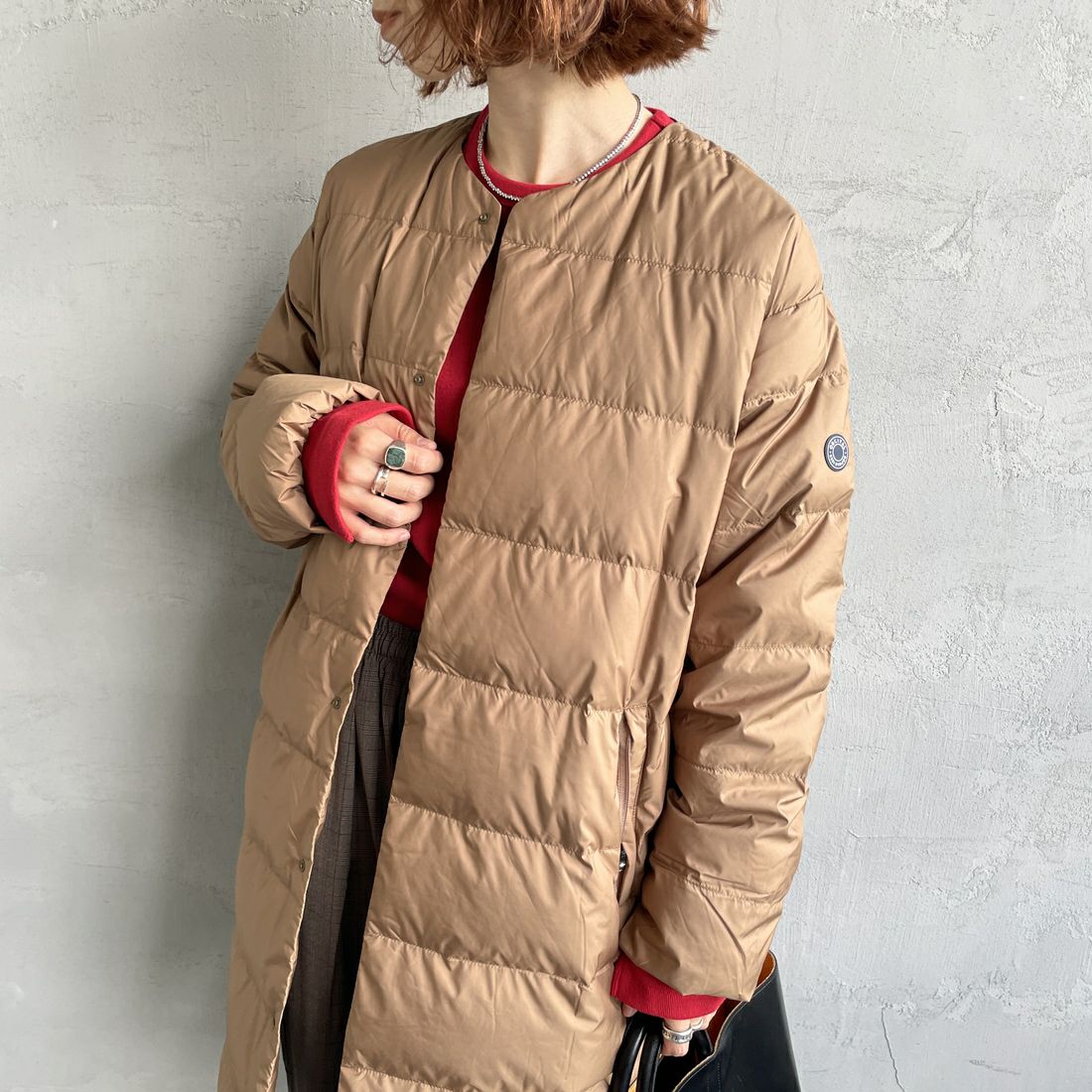 ORCIVAL [オーシバル] ラウンドネックロングコート [OR-A0602DPR] CAMEL &&モデル身長：158cm 着用サイズ：2&&